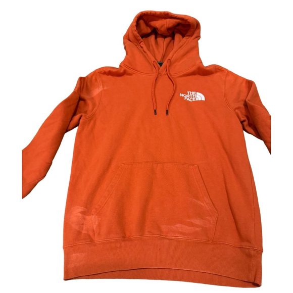 THE NORTH FACE GRAPHIC PRINT ORANGE HOODIE MENS SMALL | E2 - Picture 3 of 6